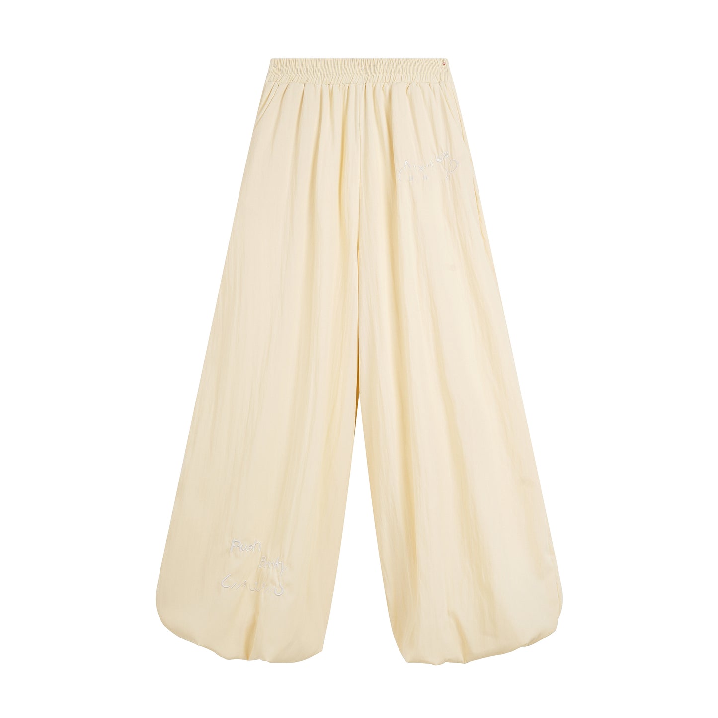 Cute Lin Embroidered Wide-Leg Pants | High-Waisted Kawaii Summer Trousers pants cute lin