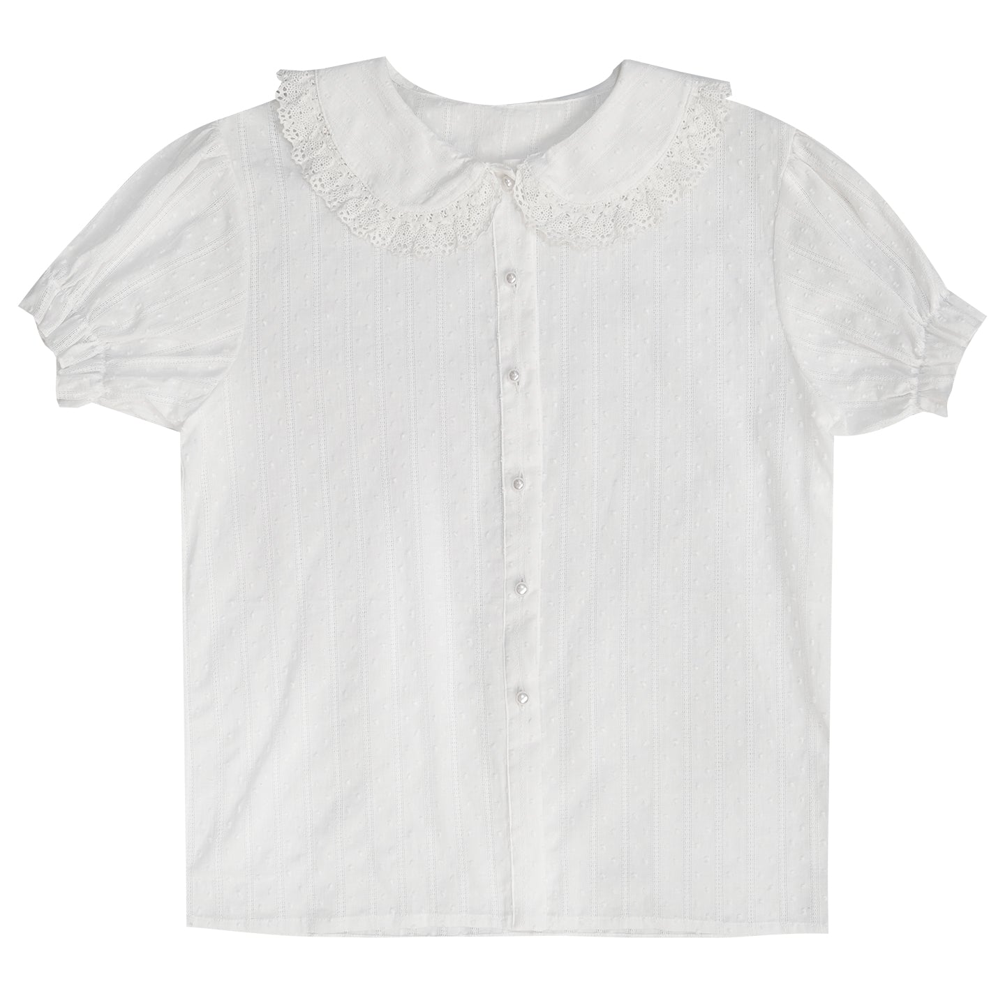 daytoday Everyday Institute - Kawaii Blouse Puff Sleeve Doll Collar blouse daytoday everyday institute White S