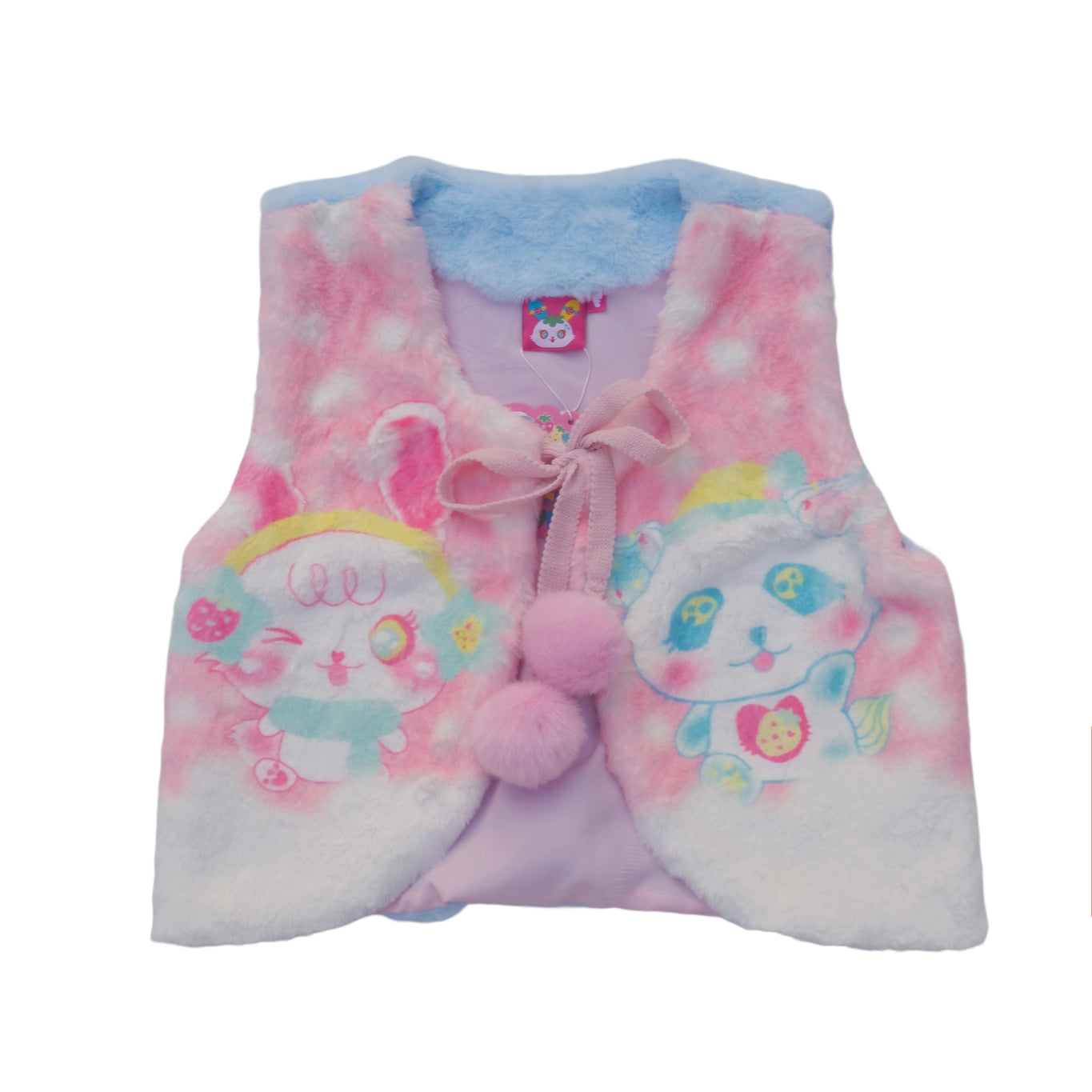 frufru Cartoon Pink Vest | Bunny Heart Plush Tie Vest vest frufru