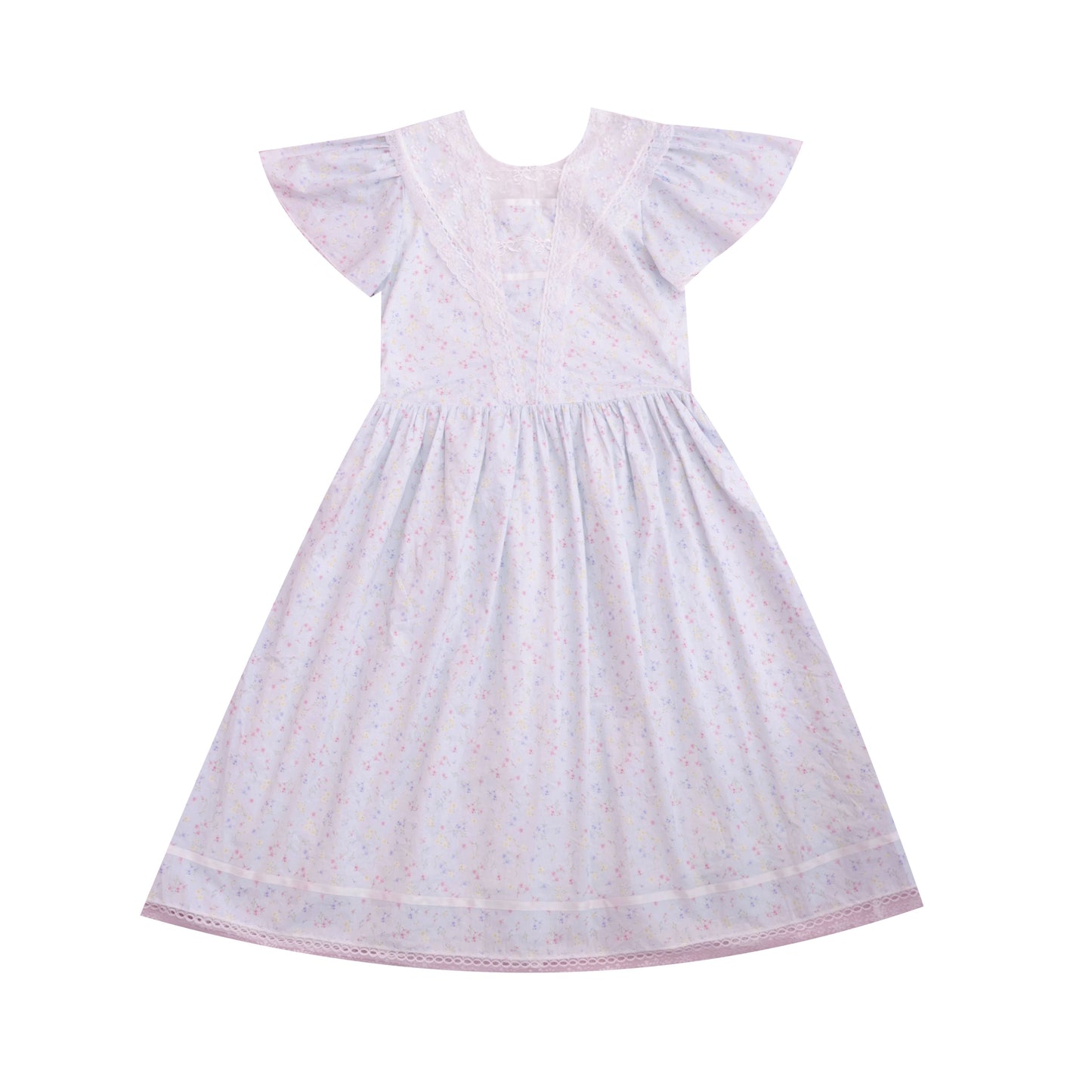 SemenCoicis - Kawaii Floral Sailor Dress - Blue Cotton Lace Trim dress SemenCoicis