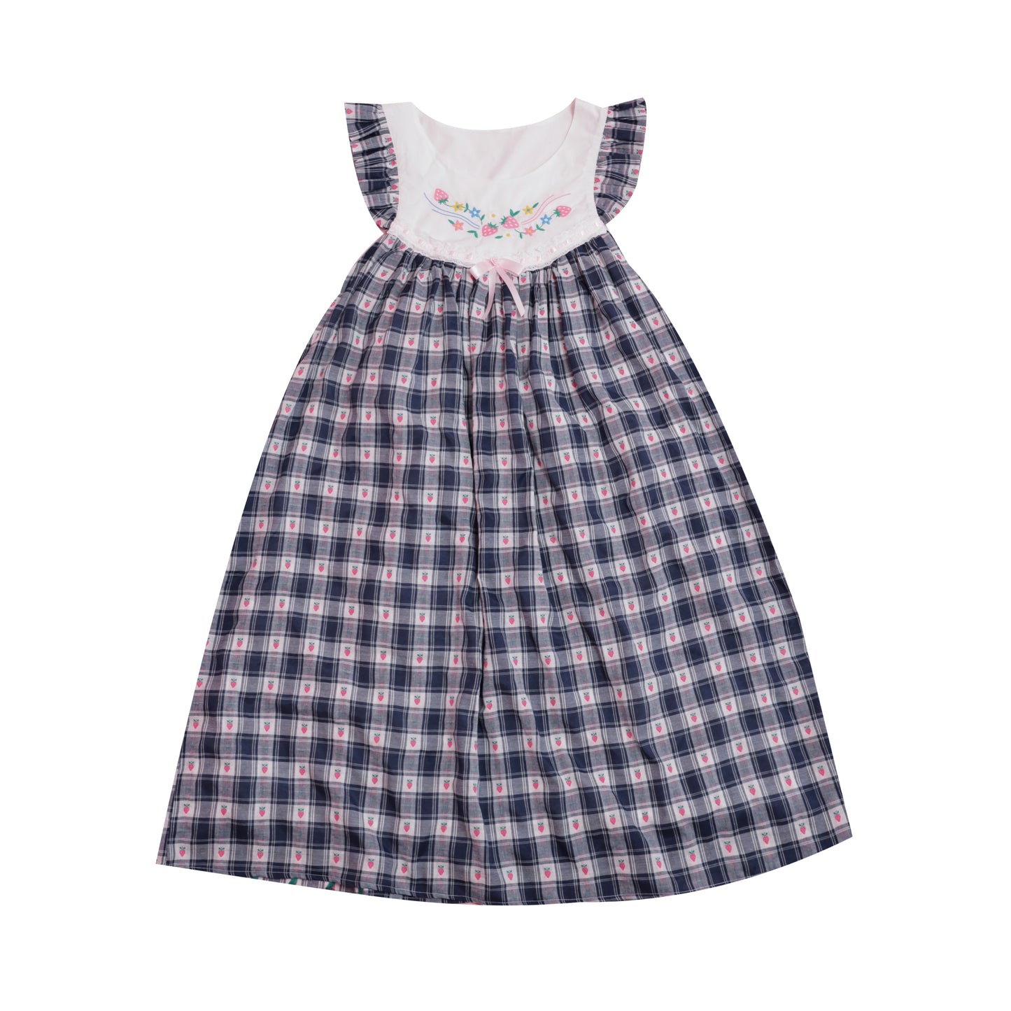 SemenCoicis Vintage Dress Strawberry Bow Dress Plaid Dress | Retro Fashion dress SemenCoicis