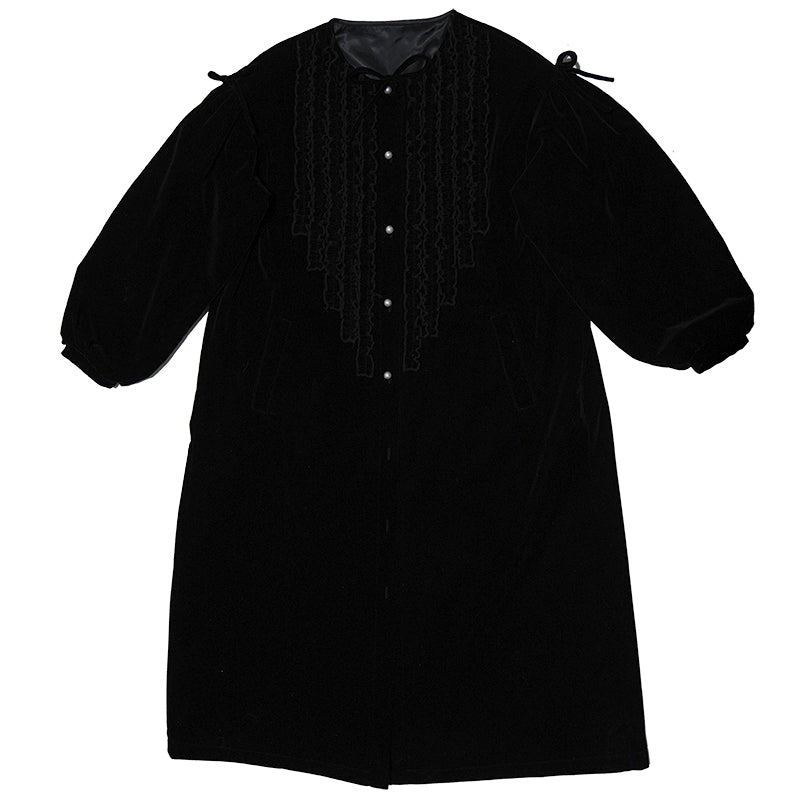 Daytoday Everyday Institute Harajuku Coat Velvet Ruffle Long Vintage Trench Coat coat daytoday everyday institute