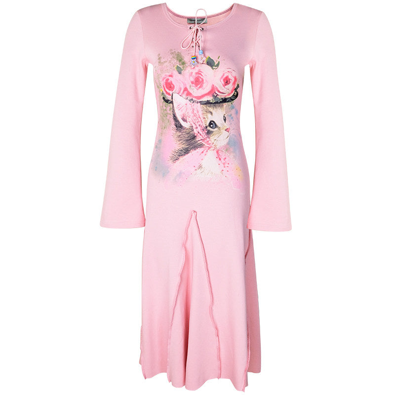 ziziFei - Girly Kei Cat Print Dress dress ziziFei Pink S