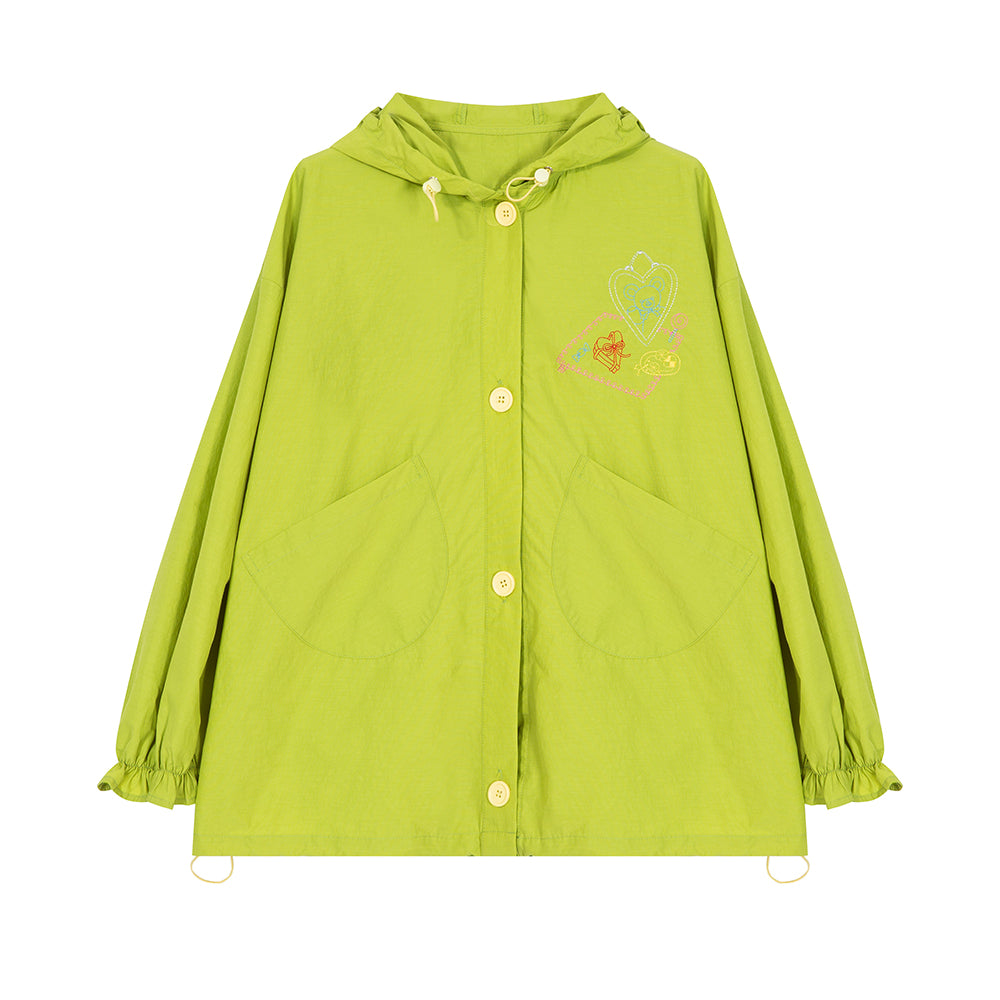 tntntutu Green Bear Hoodie | Embroidered Summer Hoodie | Lightweight Sun Protection Jacket jacket tntntutu