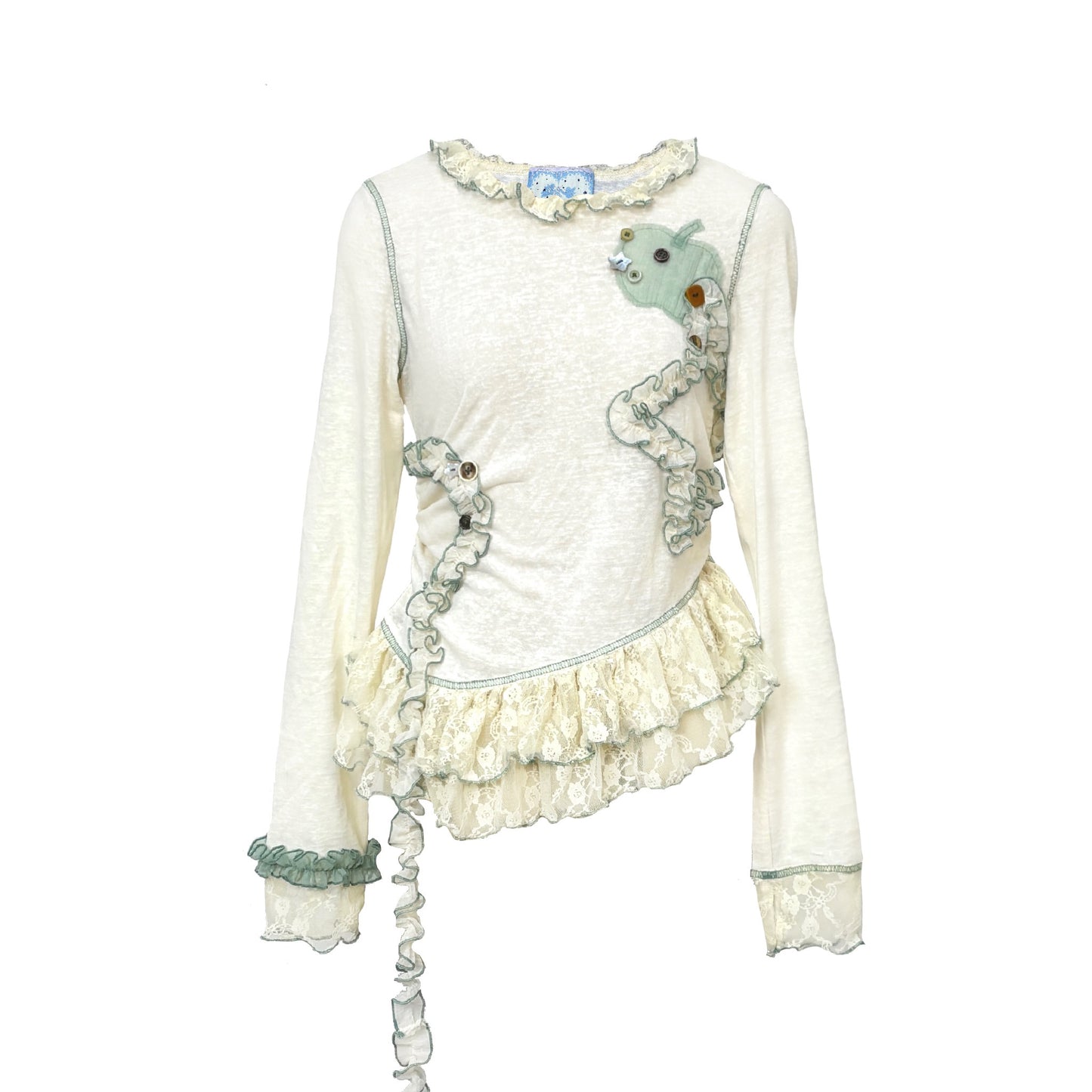 Disorder - Y2K Irregular Trim Contrast Long Sleeve Knit Shirt shirt Disorder
