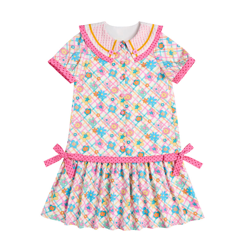 Lutra Jump Dress Large Collar Floral Dress Cute Short Sleeve Dress dress Lutra Jump