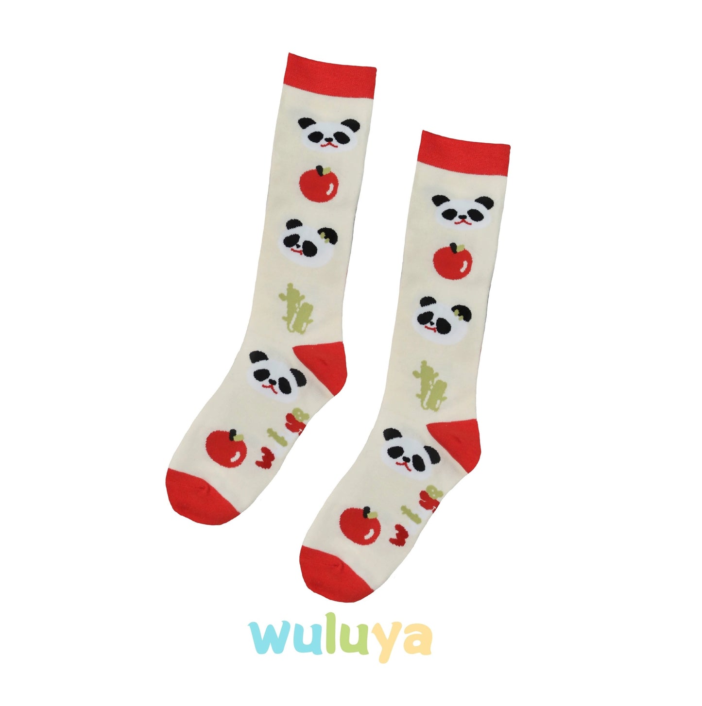 LULULULU - Kawaii Panda Apple Cotton Knee Socks socks LULULULU