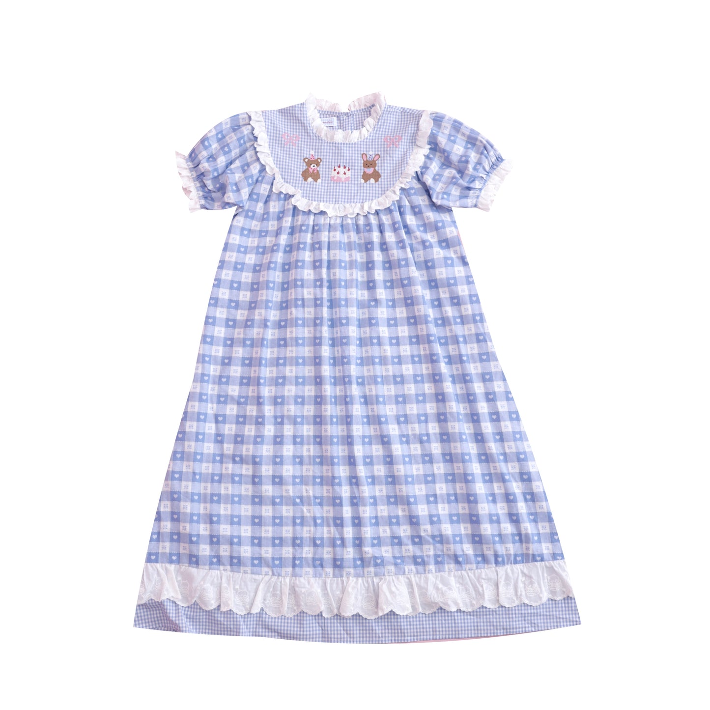SemenCoicis Vintage Puff Sleeve Dress | Kawaii Embroidered Jacquard Check Dress dress SemenCoicis
