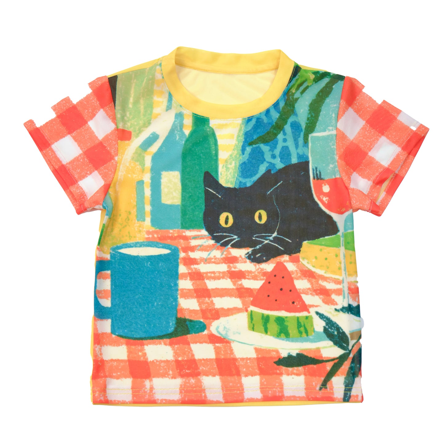 MeowMeow Bug - Decora Kei Cute Cartoon Mesh Top tshirt MeowMeow Bug Plaid Cat S