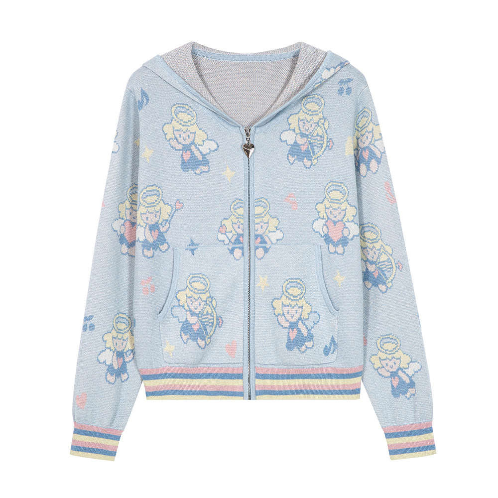Tntntutu Setup Harajuku Angel Knit Hoodie & Skirt Set – Light Blue | tntntutu set tntntutu