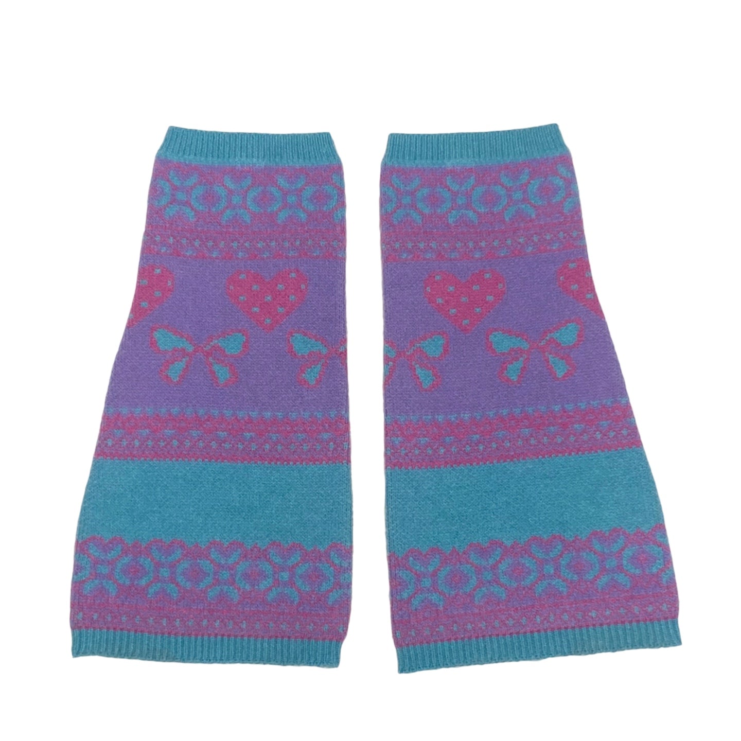 bunnybunnygun - Y2K Retro Soft Girl Heart Pattern Warm Leg Warmers leg warmmers bunnybunnygun