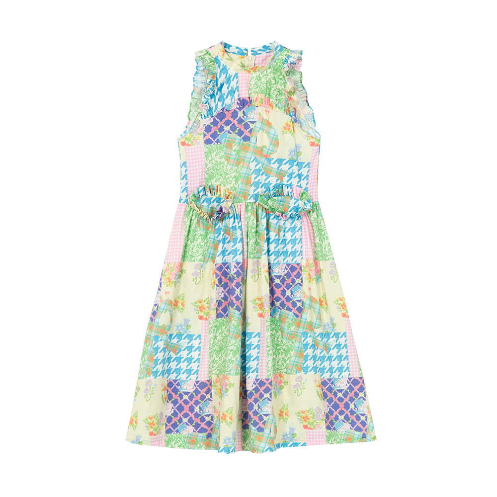 Tntntutu Patchwork Dress | Halter Neck Dress | Sleeveless Checkered Dress dress tntntutu Green S