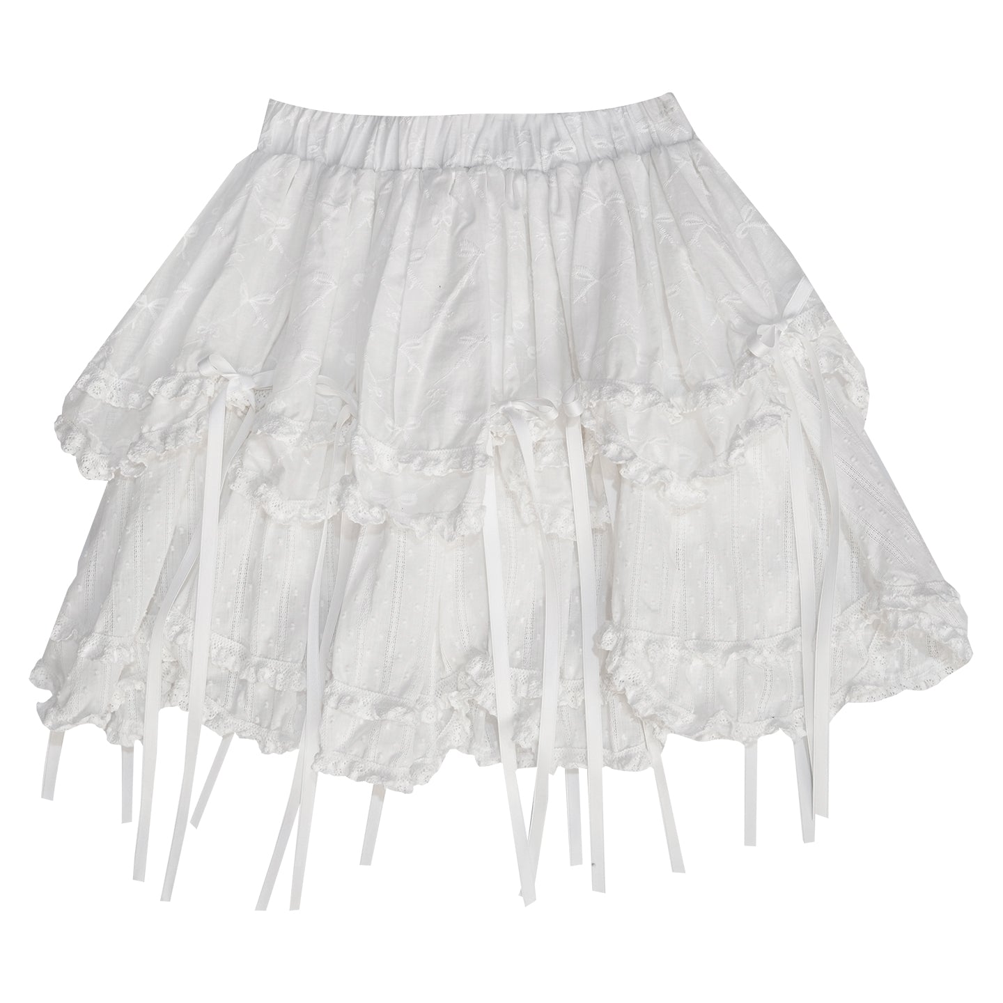 daytoday Everyday Institute - Kawaii Skirt Cotton Bow Layered skirt daytoday everyday institute White S