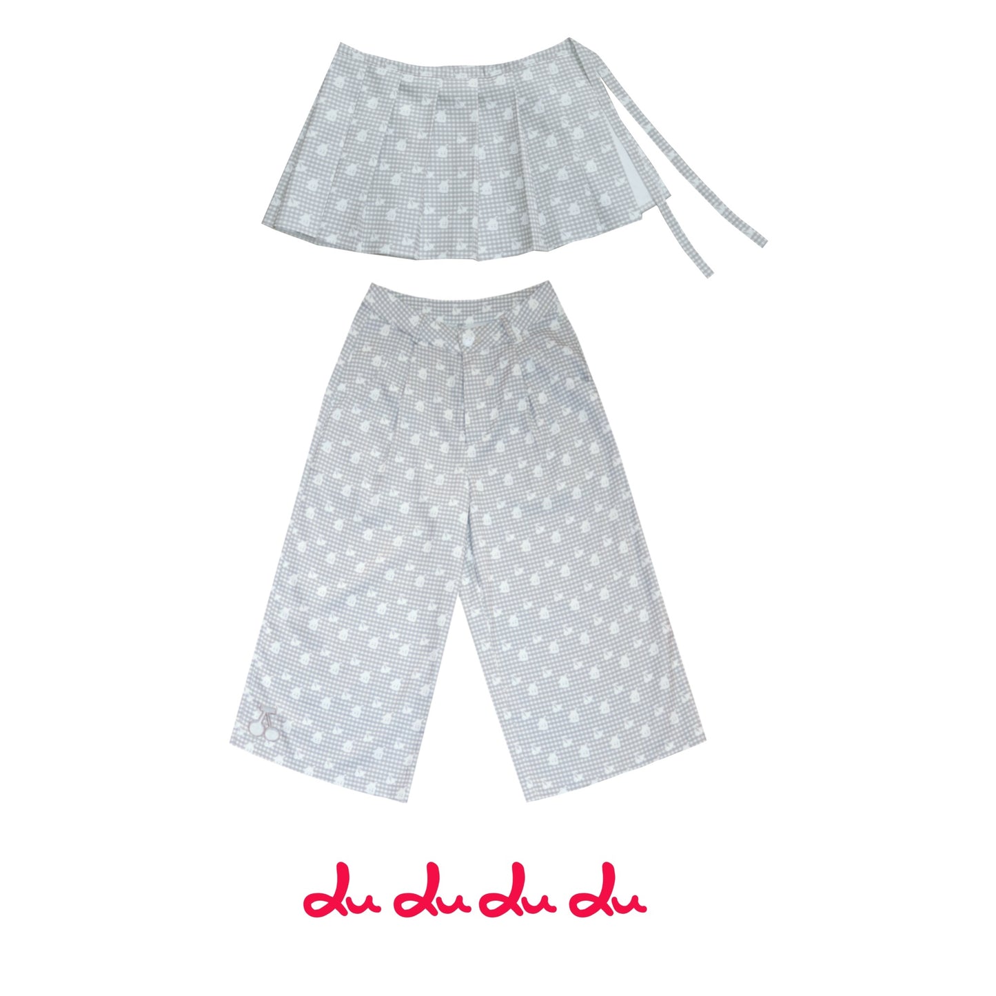 Kawaii Cropped Pants – Plaid Cherry Cutout pants LULULULU