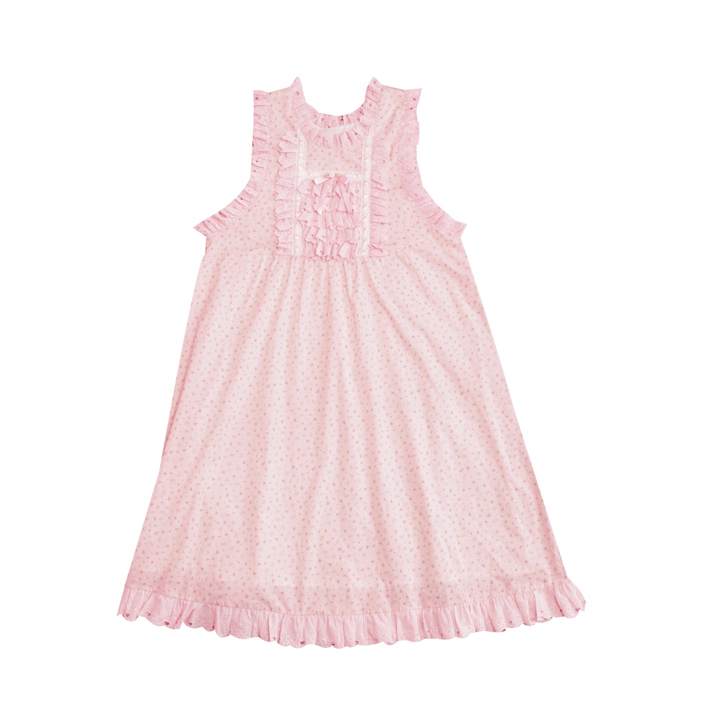 SemenCoicis – Vintage Pink Sleeveless Dress with Butterfly Lace Embroidery dress SemenCoicis