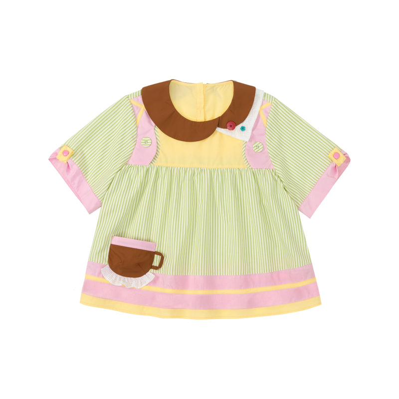 Lutra Jump - Decora Kei Asymmetrical Doll Collar Stripe Shirt blouse Lutra Jump Short Sleeve Version S