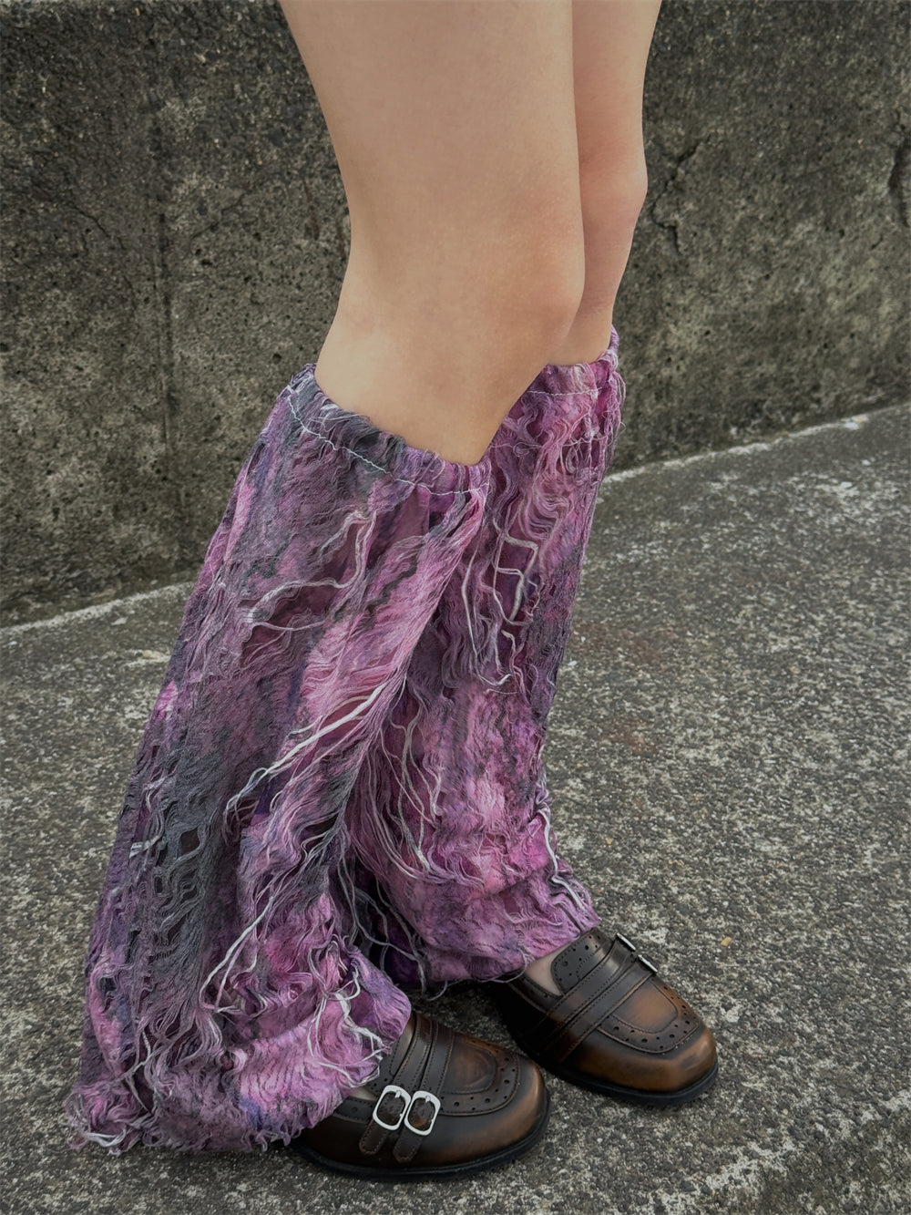 LET ME SEE - Y2K Dark Aesthetic Distressed Hole Leg Warmers leg warmmers let me see A Pair of Purple Leg Warmers