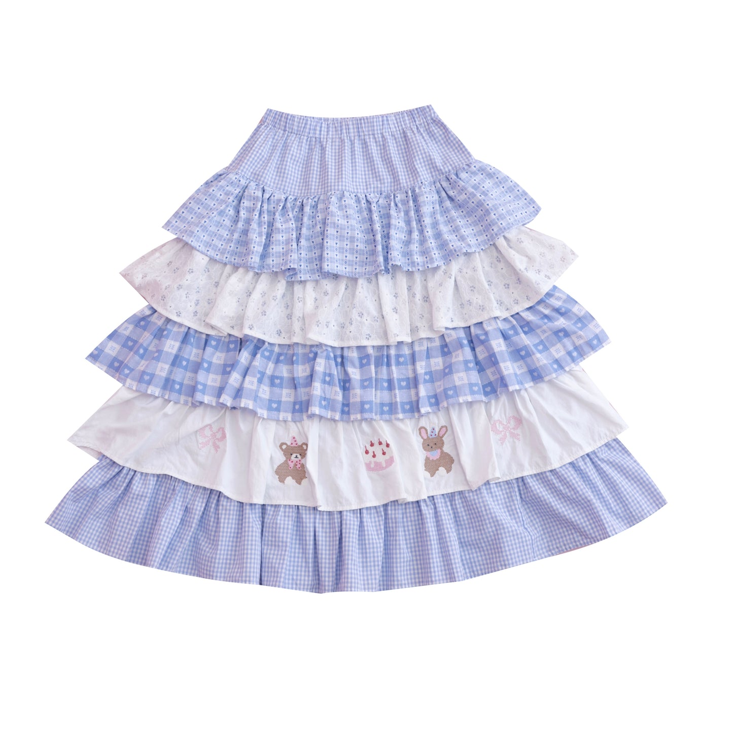 SemenCoicis Sweet Bear Embroidered Skirt | Kawaii Layered Cotton Lace Skirt skirt SemenCoicis