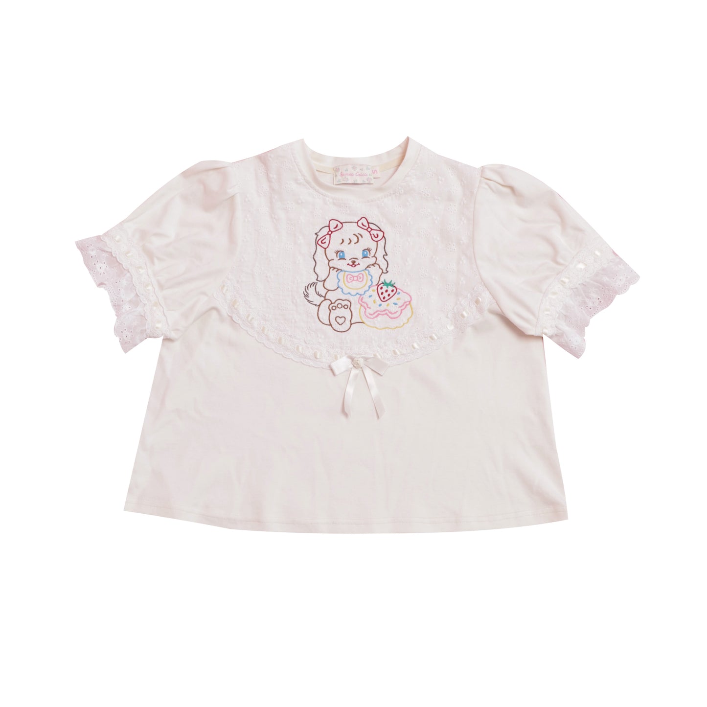 SemenCoicis T-shirt Sweet Girl T-shirt Embroidered Ribbon T-shirt tshirt SemenCoicis