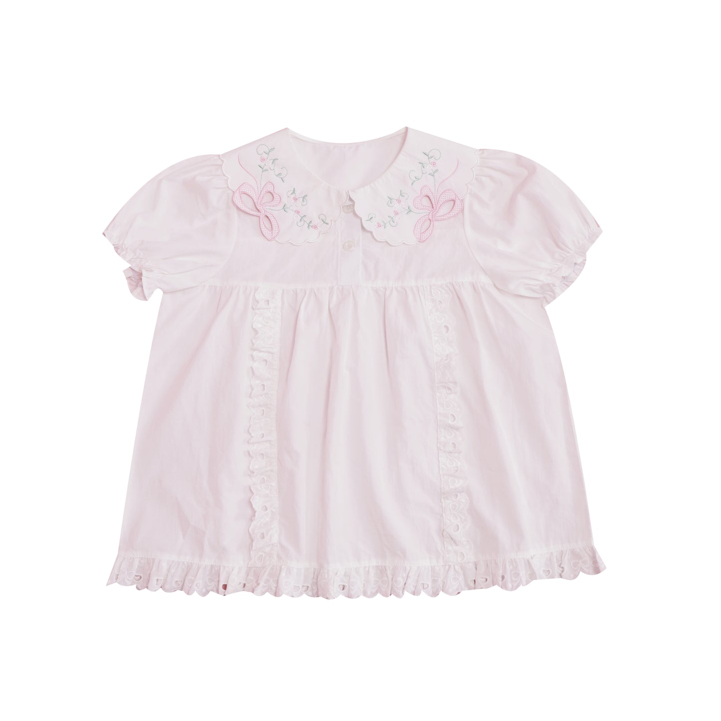 SemenCoicis – Vintage Butterfly Embroidered Blouse with Peter Pan Collar blouse SemenCoicis