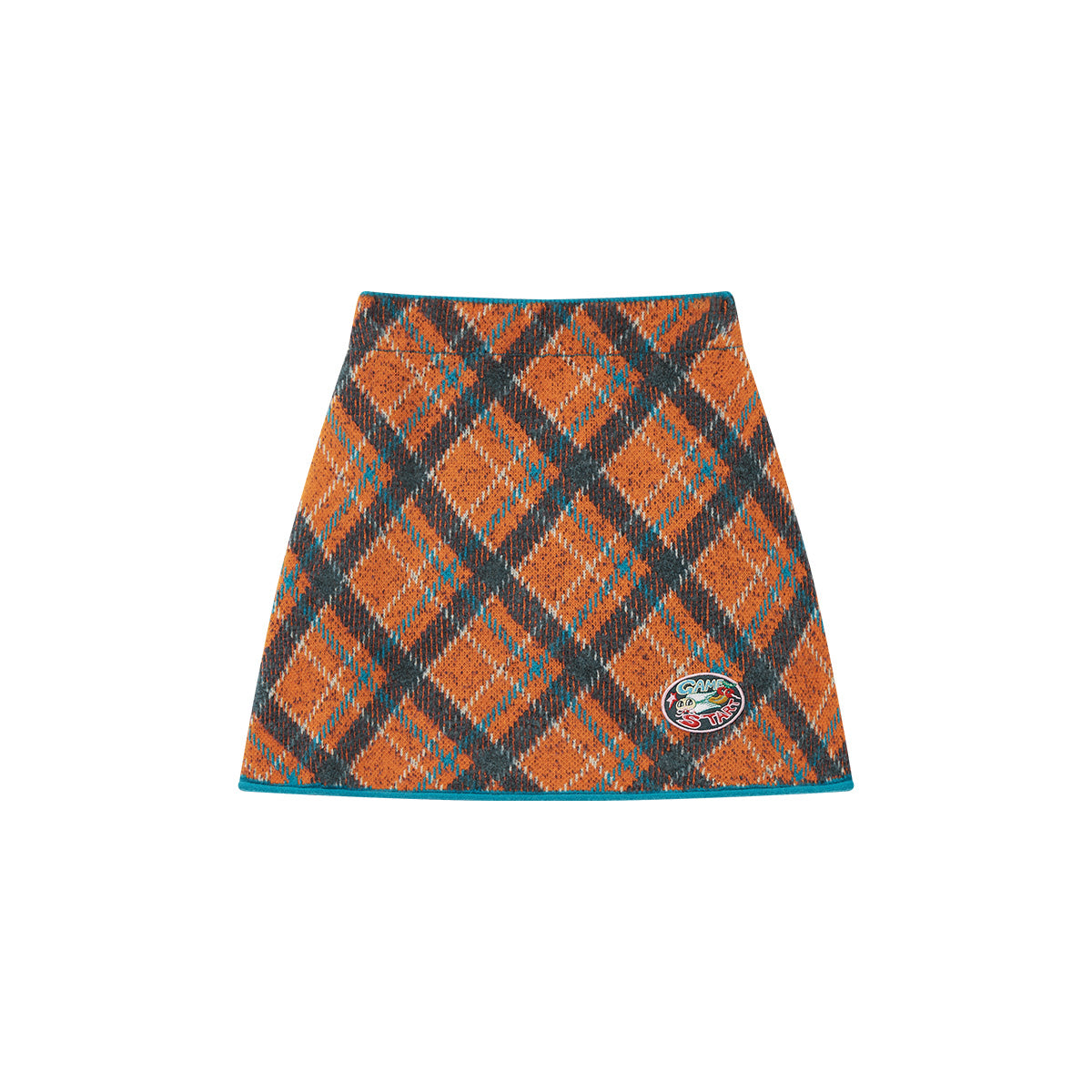 tntntutu - Two-Tone Plaid Knit Mini Skirt Kawaii Vintage skirt tntntutu Orange S