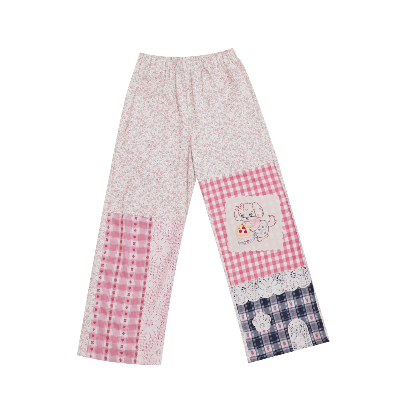 SemenCoicis Pants Sweet Handmade Pants Patchwork Lace Floral Plaid Pants pants SemenCoicis