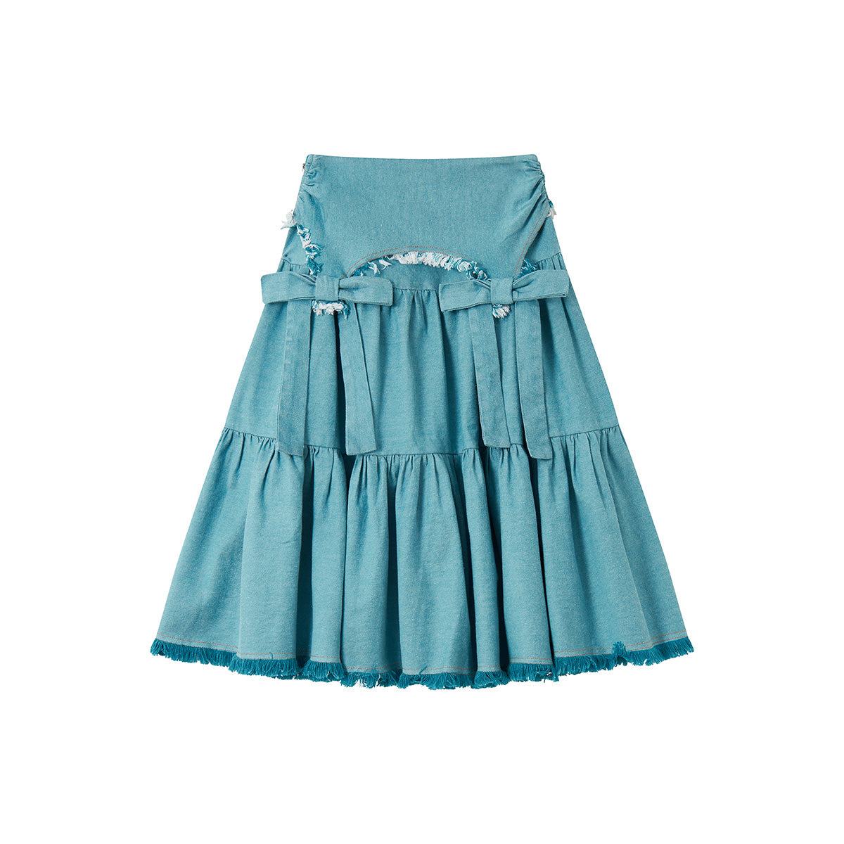 Tntntutu - Kawaii Blue Denim Bow Tassel Layered Skirt skirt tntntutu
