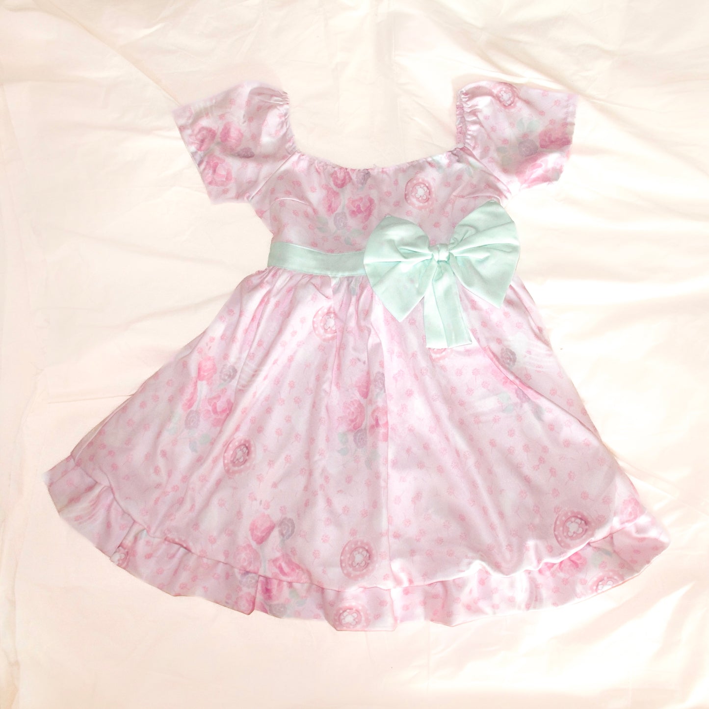 YJM with biubiu - Mint Floral Vintage Chiffon Dress dress YJM with biubiu S