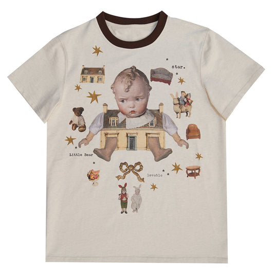 Vintagecore Oversized Tee – Doll Print tshirt daytoday everyday institute