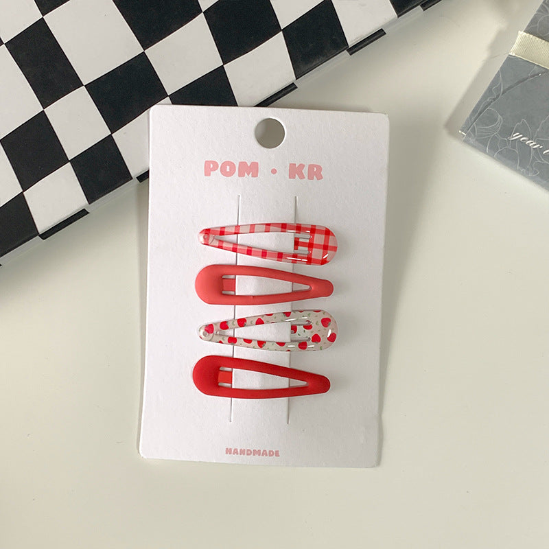 Candy Plaid Floral Resin Waterdrop BB Clips – Cute Kawaii Decora Hair Accessories hair clip candy Red Tones