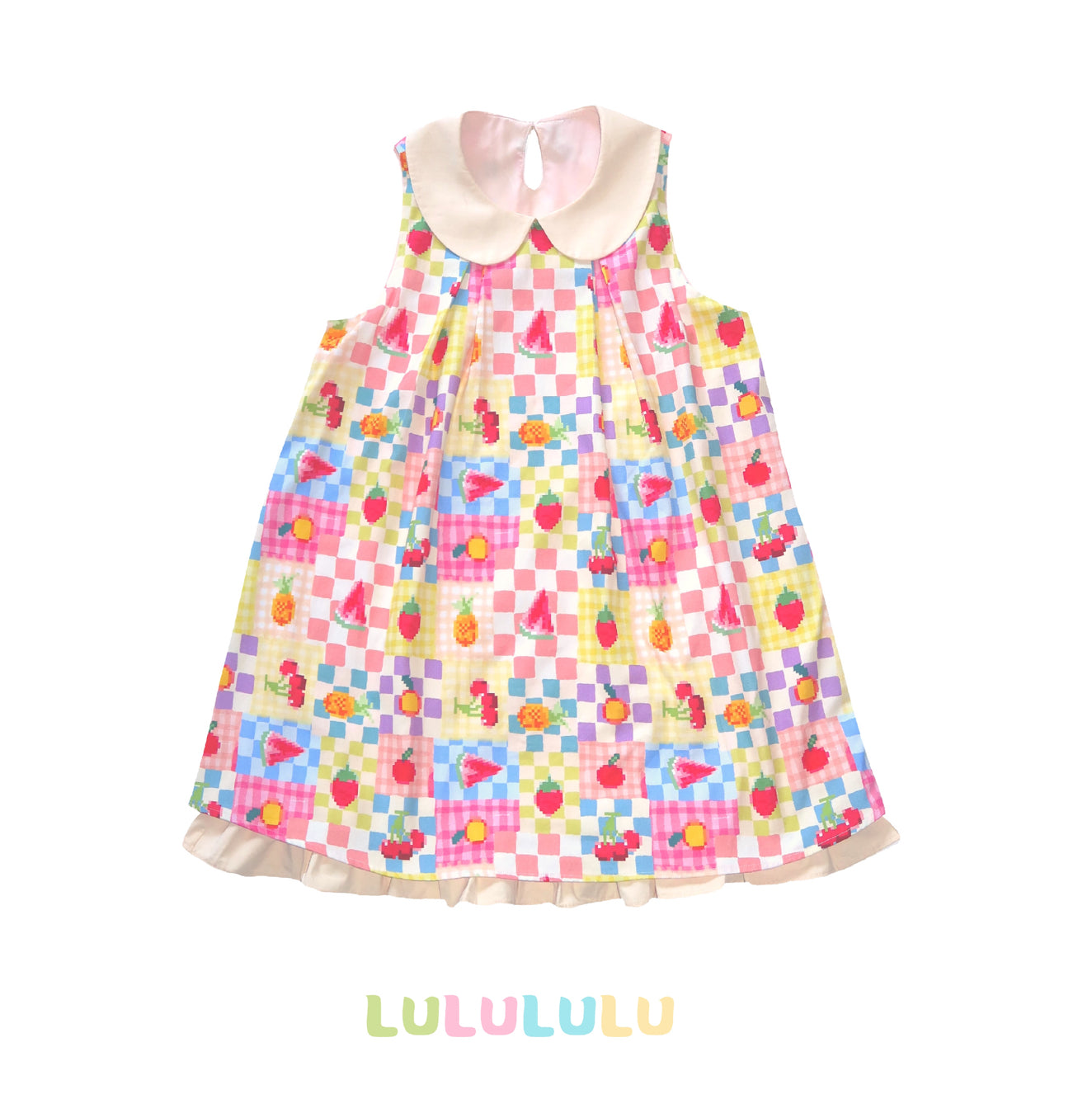 Kawaii A-Line Sleeveless Dress – Colorful Tea Fruit Print dress LULULULU