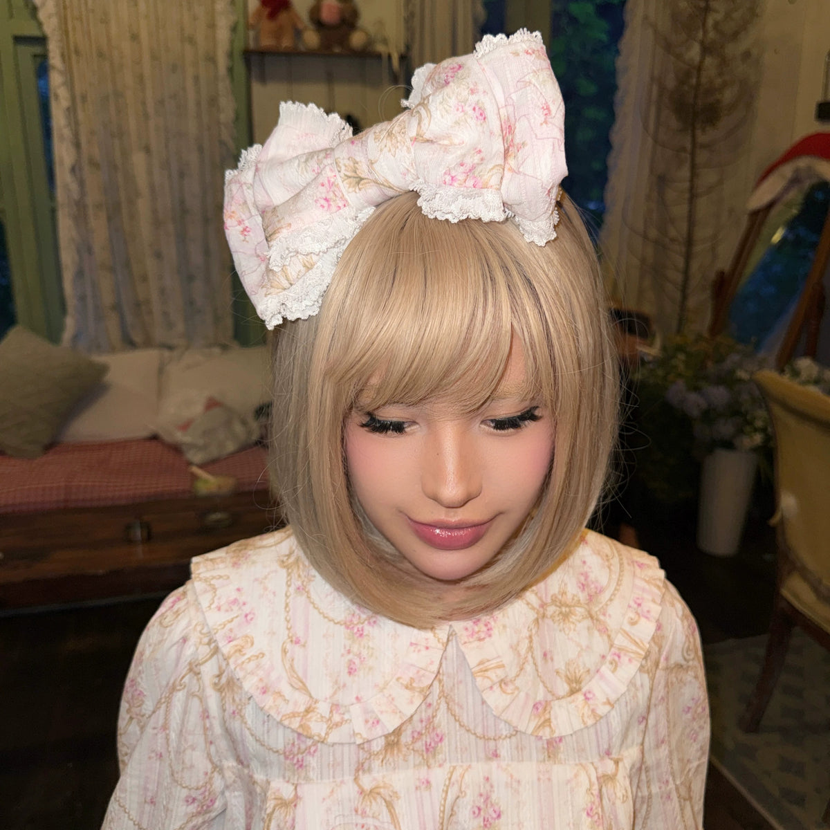 SelfishGhost - Floral Peter Pan Collar Dress dress SelfishGhost Headband S