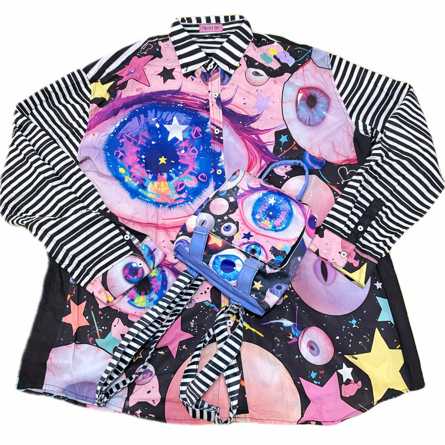 LEERROO Colorful Shirt Eyes Earth Y2K Shirt Loose Shirt shirt Leerroo