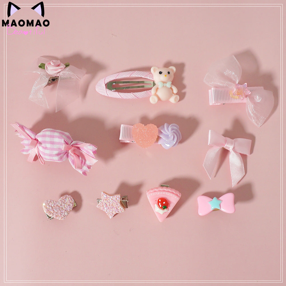 Maojiang Pastel Hair Clips | Harajuku Sweet Bear Candy Hair Clips hair clip maojiang Pink Set