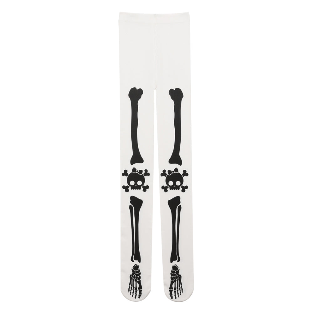 NIHON KIDS - Gothic Pink Princess Skeleton Tights tights NIHON KIDS Black