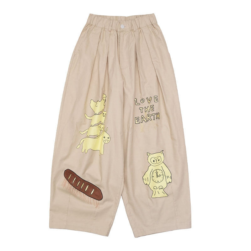 Harajuku Pants Lemaitre Band Pants Graphic Print Wide Leg Pants Khaki Plaid pants Meugler