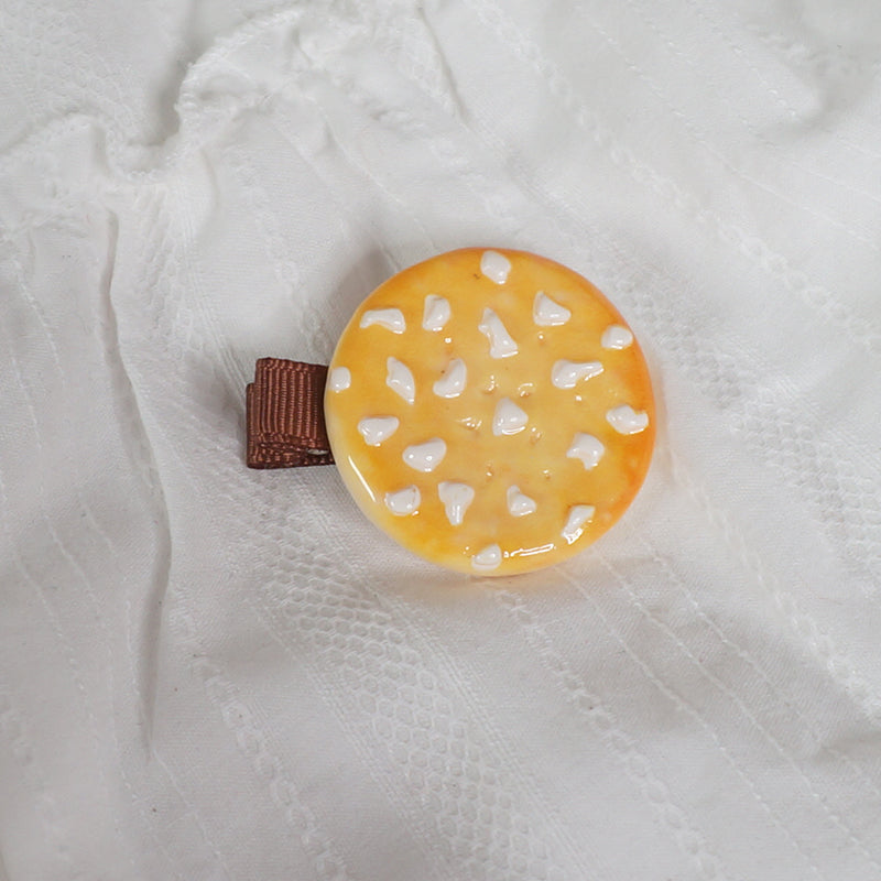 MaoJiang Kawaii Cookie Hair Clips | Heart Star & Cream Biscuit Barrettes hair clip maojiang Cream Snow Biscuit Clip - Only 1pc