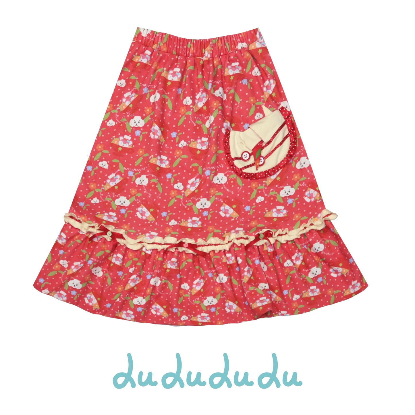 LULULULU - Kawaii Dessert Time Red Apple Print Blouse & Skirt Set set LULULULU Skirt S
