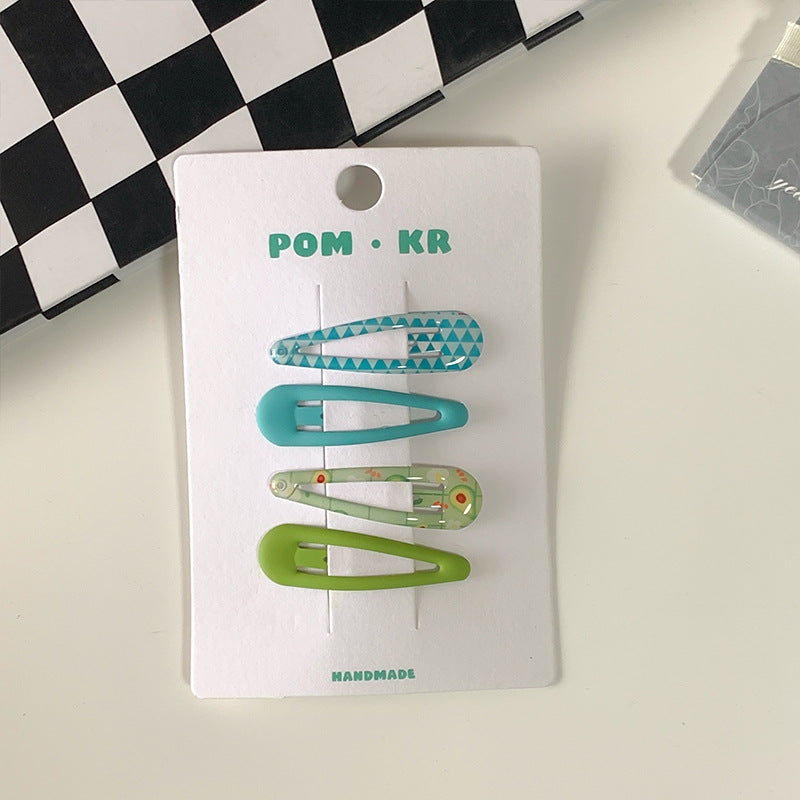 Candy Plaid Floral Resin Waterdrop BB Clips – Cute Kawaii Decora Hair Accessories hair clip candy Green Tones