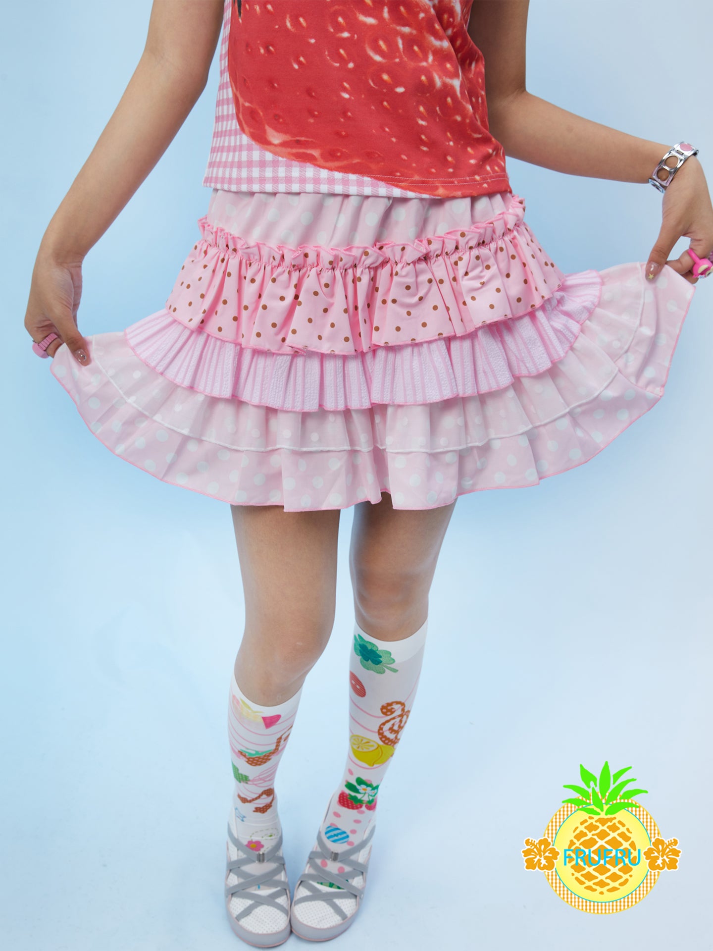 Frufru - Polka Dot Cake Skirt | Cute Girlcore Ruffle Aesthetic Skirt skirt frufru Pink S