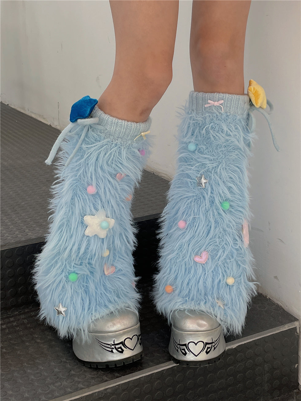 LET ME SEE Fuzzy Leg Warmers | Starry Sweet Leg Covers leg warmmers let me see