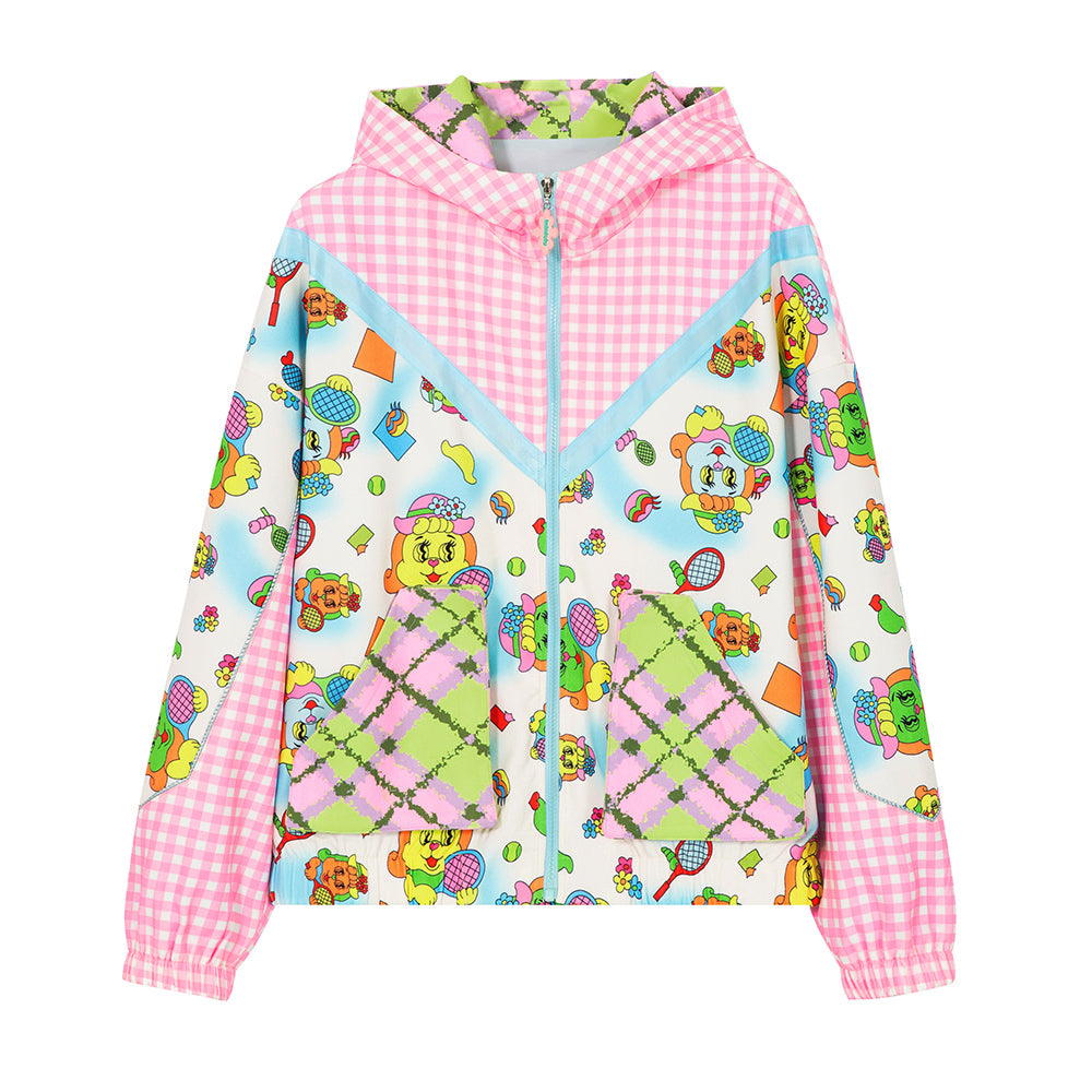 tntntutu Pink-Green Jacket | Floral Sporty Zip-Up | Patterned Animal Windbreaker jacket tntntutu Pink M