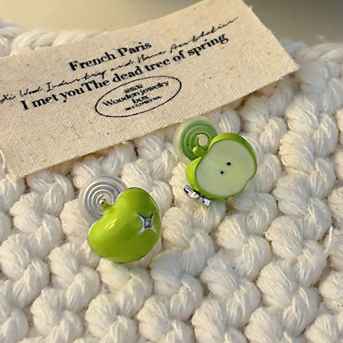 Kiwi Store - Decora Kei Green Apple Jewelry Set necklace kiwi store Apple Ear Clips - 1 Pair