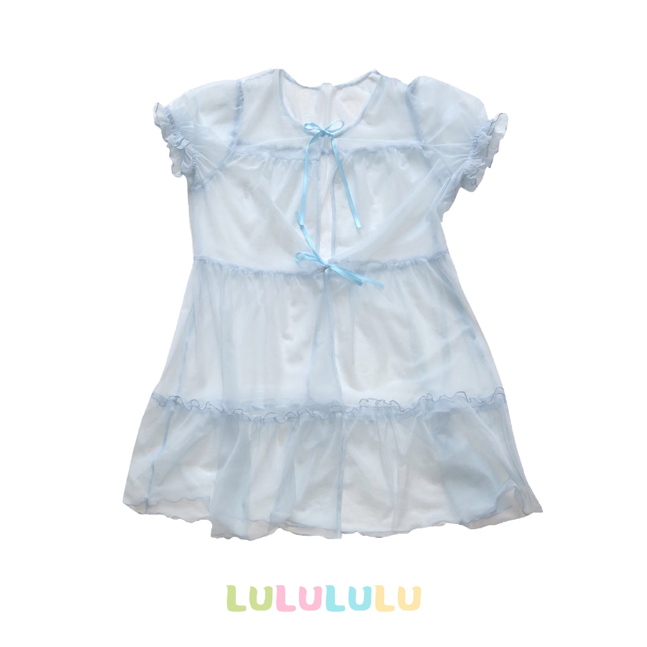 Decora Kei Overskirt – Yellow Blue Mesh Patchwork overskirt LULULULU