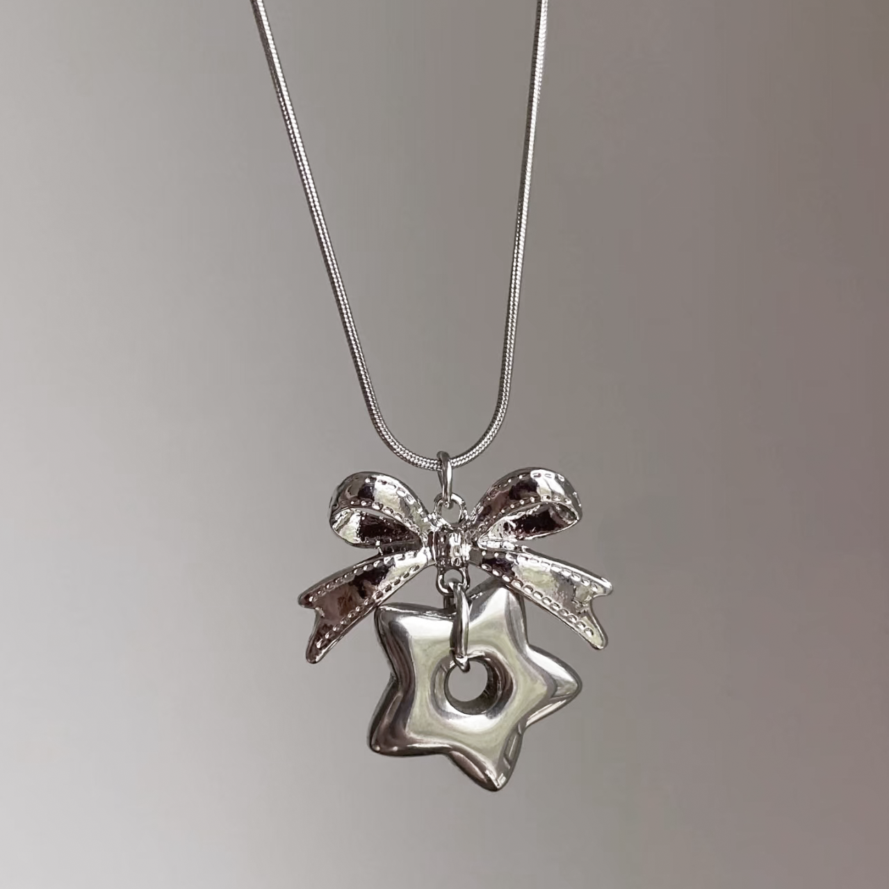 Kiwi Store - Y2K Ballerina Angel Ribbon Necklace necklace kiwi store Star Bow Necklace