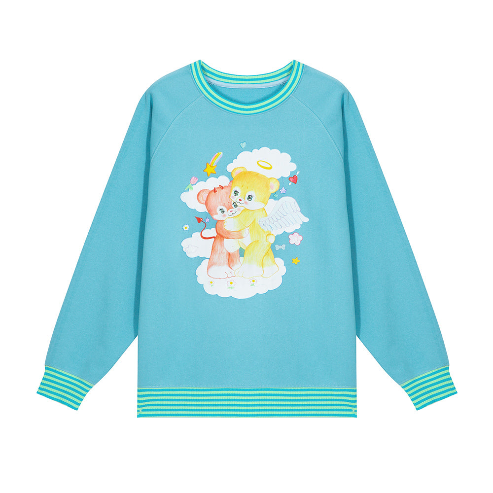 tntntutu Bear Sweatshirt | Whimsical Graphic Pullover | Sporty Long Sleeve Top hoodie tntntutu Blue S