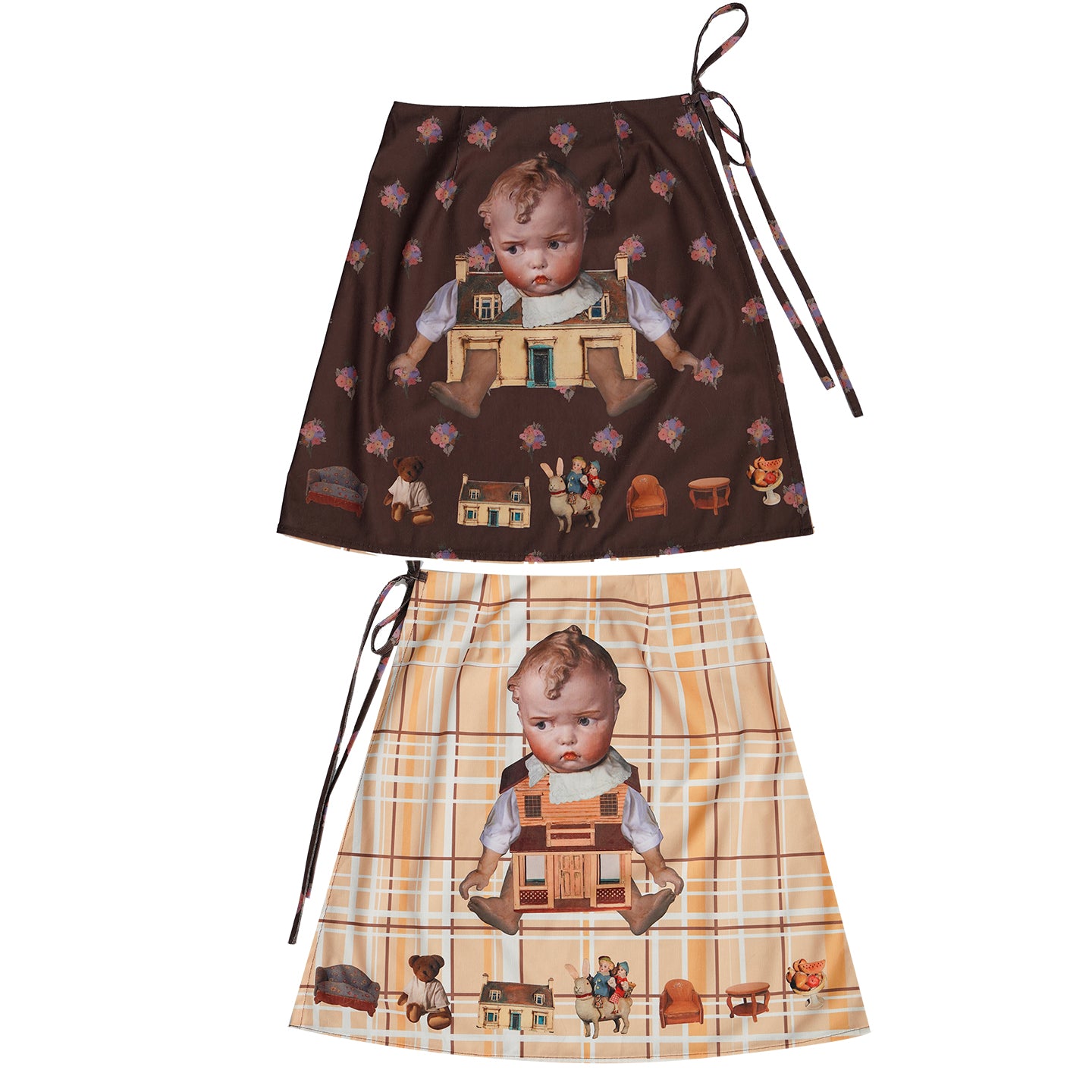 daytoday Everyday Institute - Kawaii Apron Transparent Bow Doll Print daytoday everyday institute Black with print
