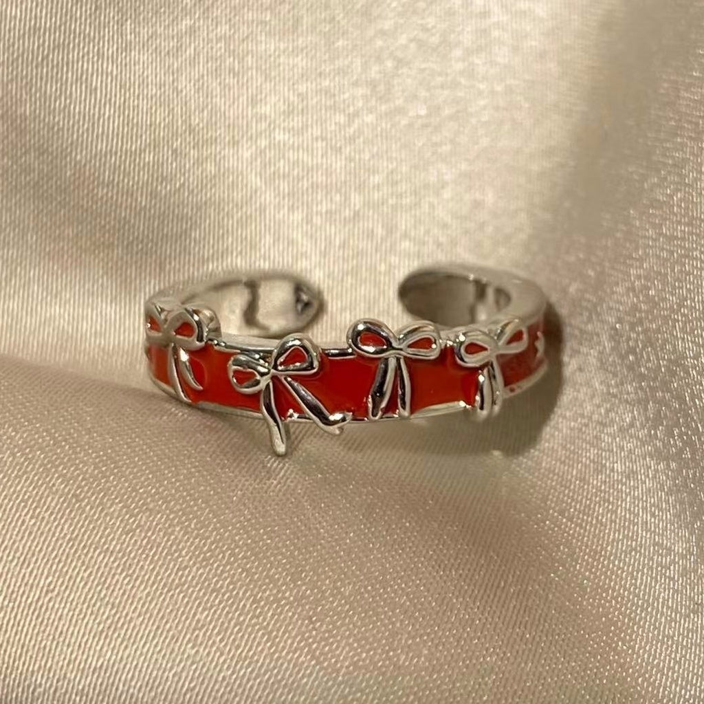 Kiwi Store - Y2K Deer Necklace Ring Set necklace kiwi store Red Bow Ring - 1pc