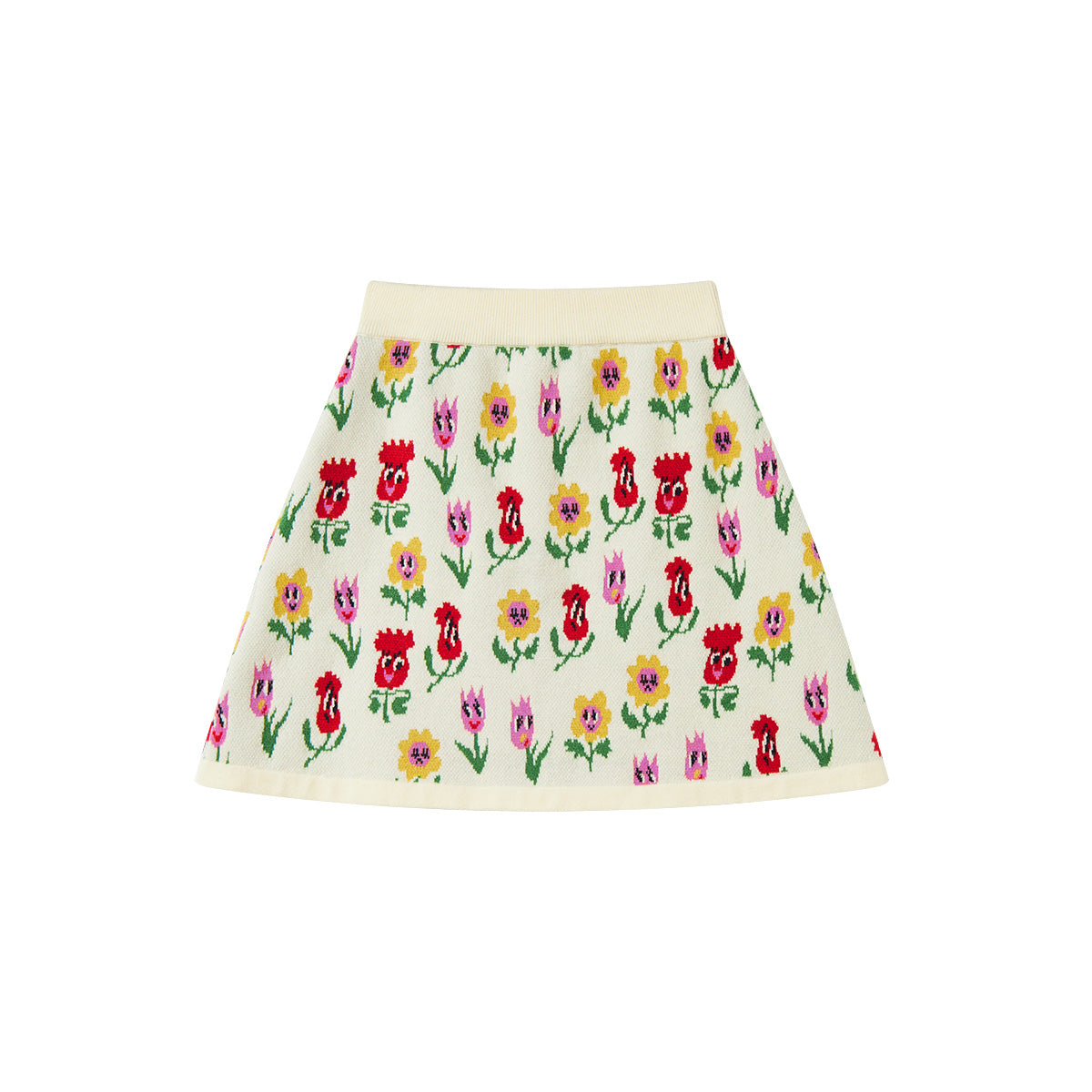 tntntutu - White Cartoon Flower Knit Top & Skirt Set Kawaii Two-Piece Outfit set tntntutu Skirt S