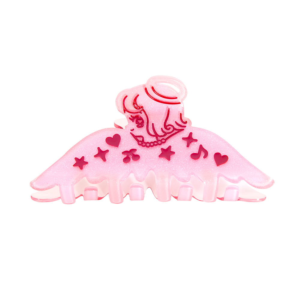 tntntutu Pink & Blue Clip | Angel Glitter Hair Claw | Acrylic 2-Tone Clip hair clip tntntutu